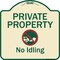 Signmission Designer Series-Private Property No Idling With Graphic, 18" H, TG-1818-9775 A-DES-TG-1818-9775 - alternate 1